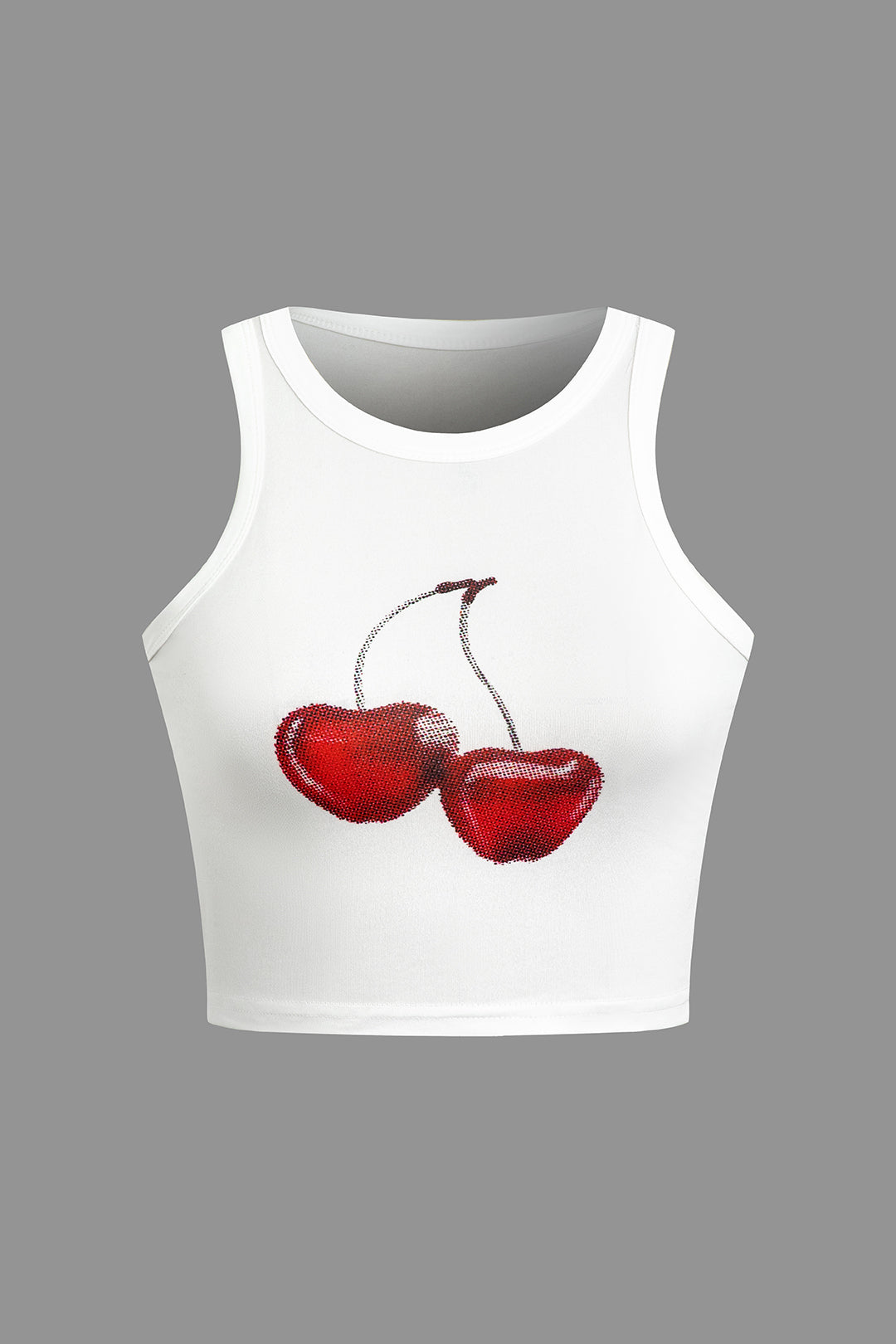 Kiraz Desenli Crop Top