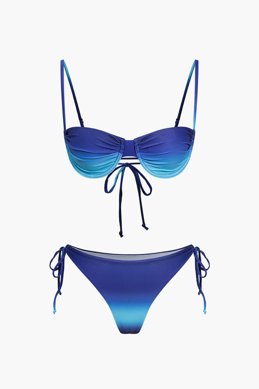 Ombre Desenli Bağlamalı Bikini Seti