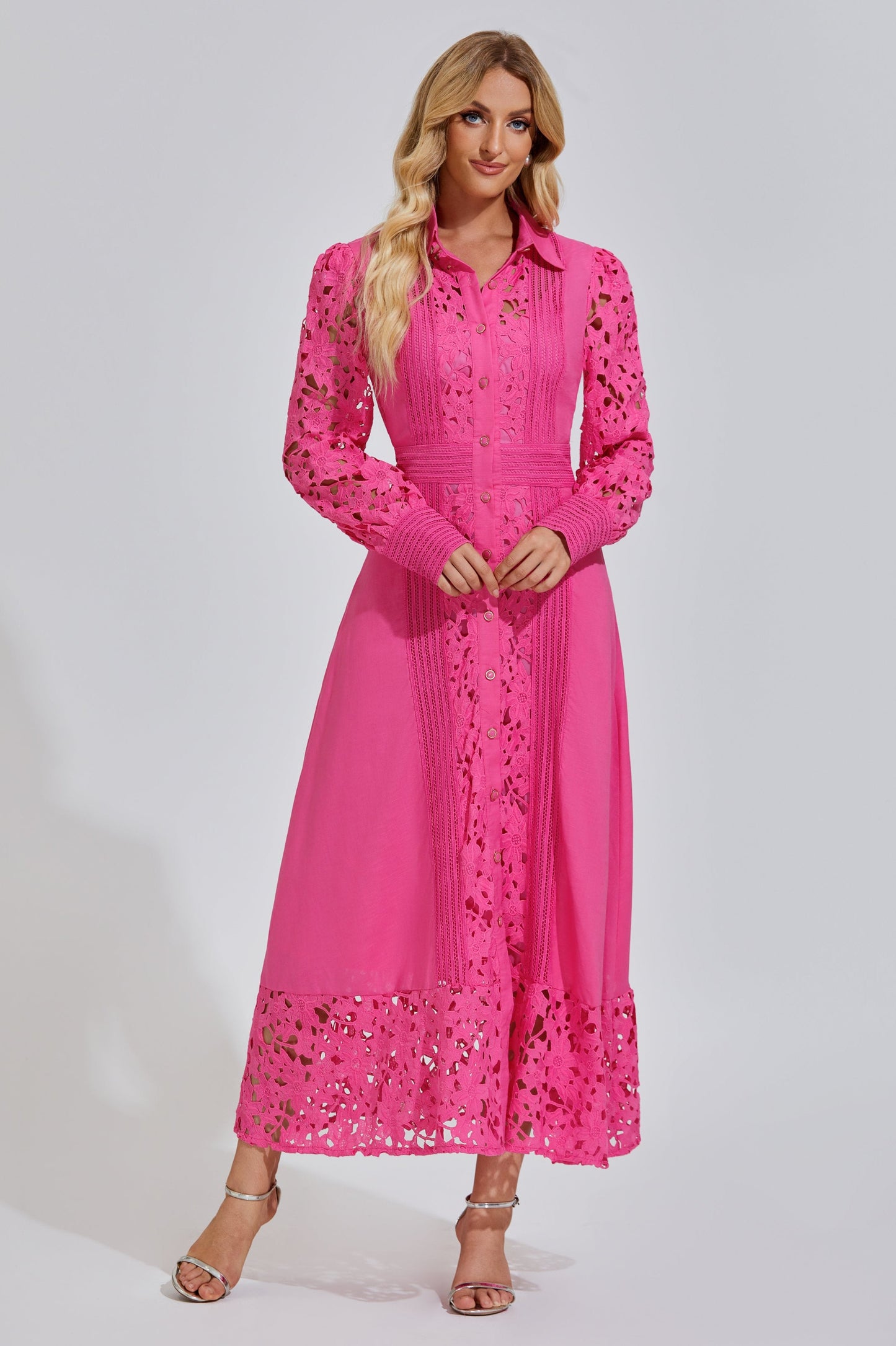 Mallory Pembe Hollow Maxi Elbise