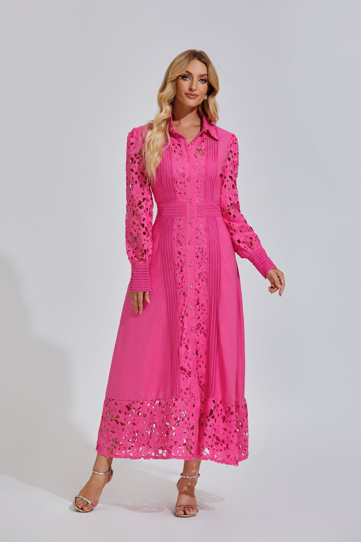 Mallory Pembe Hollow Maxi Elbise