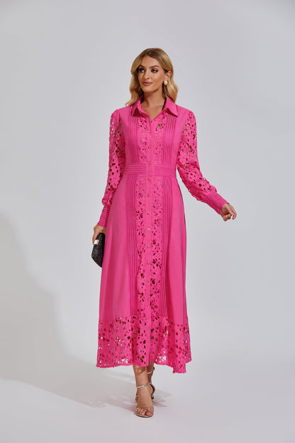 Mallory Pembe Hollow Maxi Elbise