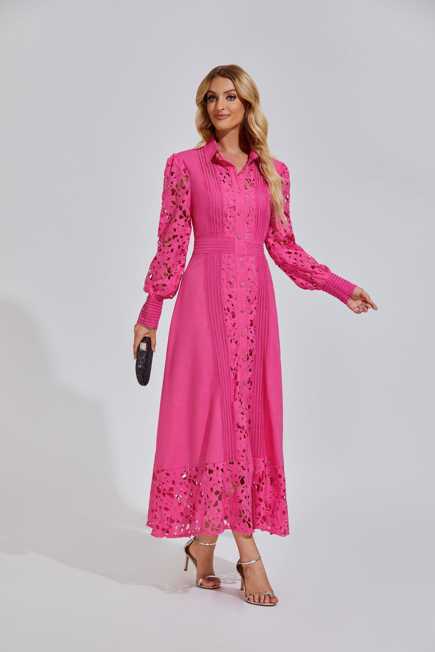 Mallory Pembe Hollow Maxi Elbise