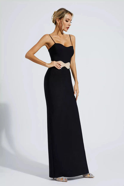 Jennifer Siyah Bandaj Slip Maxi Elbise