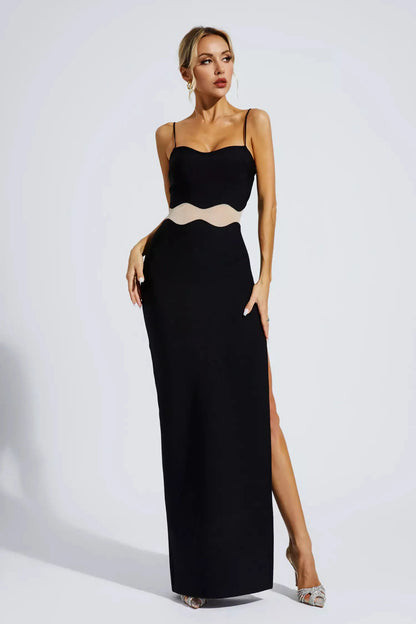 Jennifer Siyah Bandaj Slip Maxi Elbise