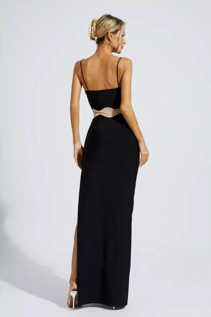 Jennifer Siyah Bandaj Slip Maxi Elbise