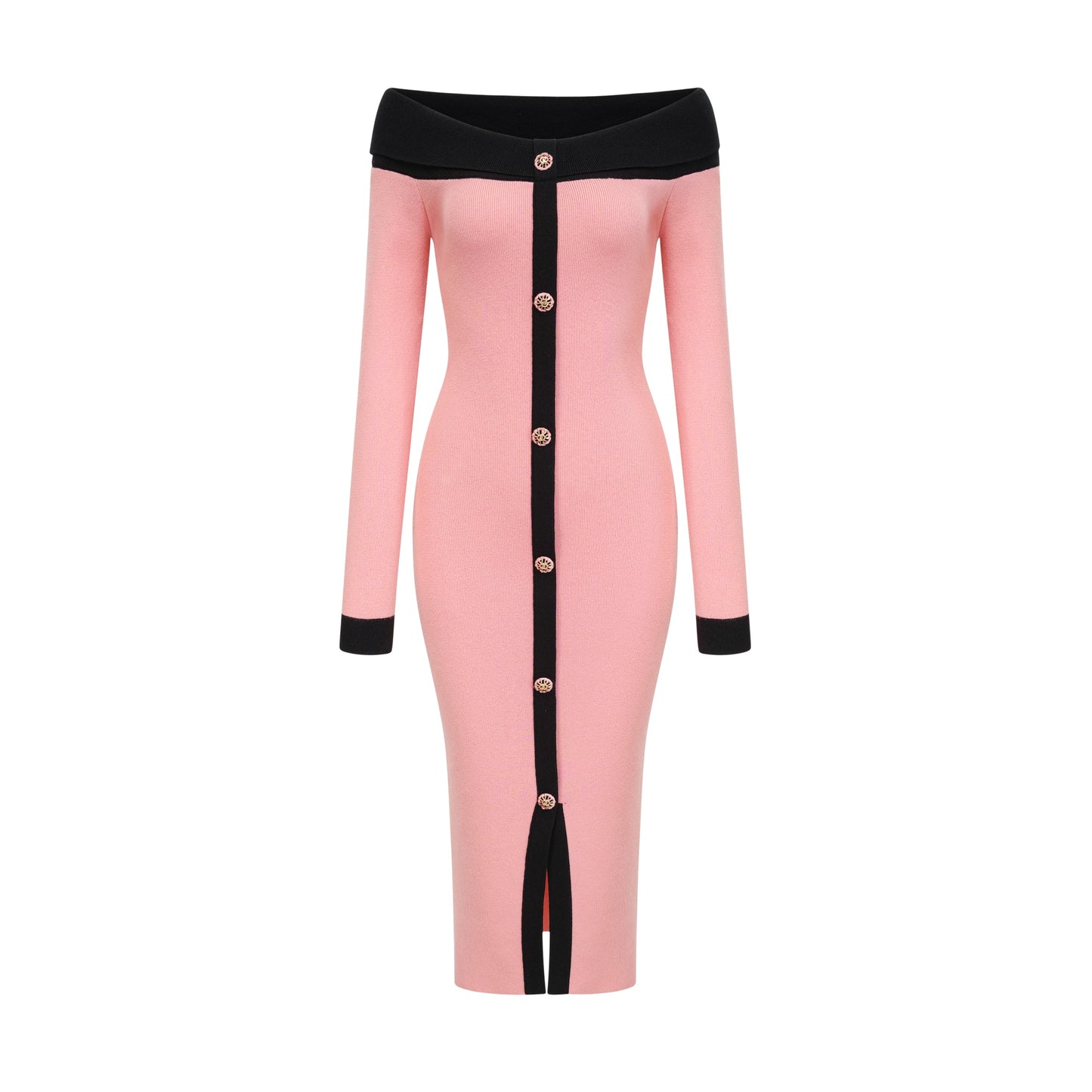 Carine Pembe Midi Elbise