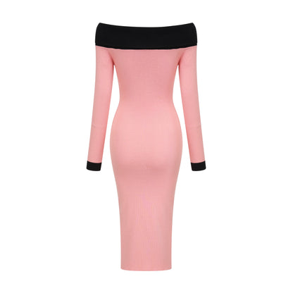 Carine Pembe Midi Elbise