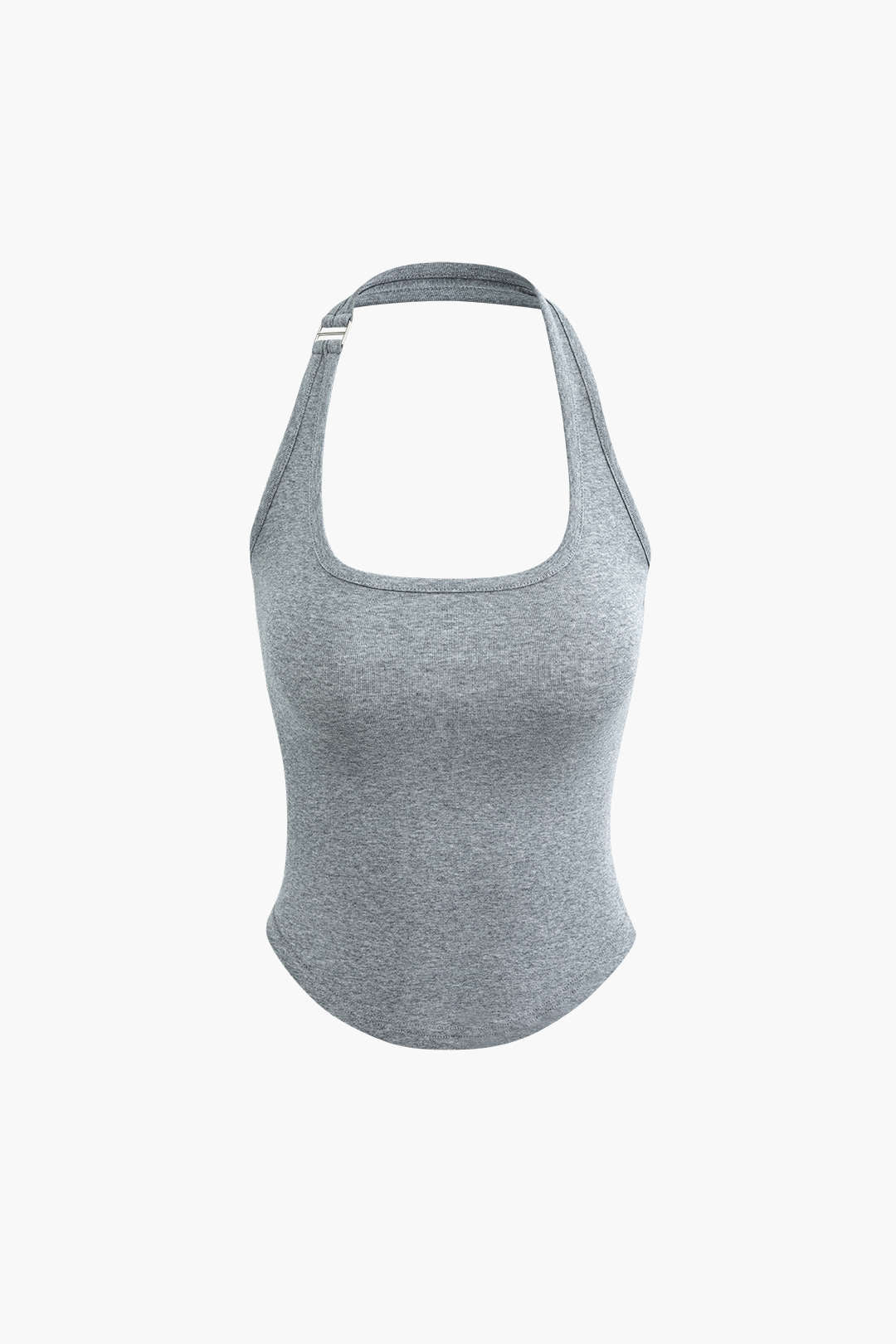 Basic Solid Halter Kıvrımlı Kolsuz Bluz