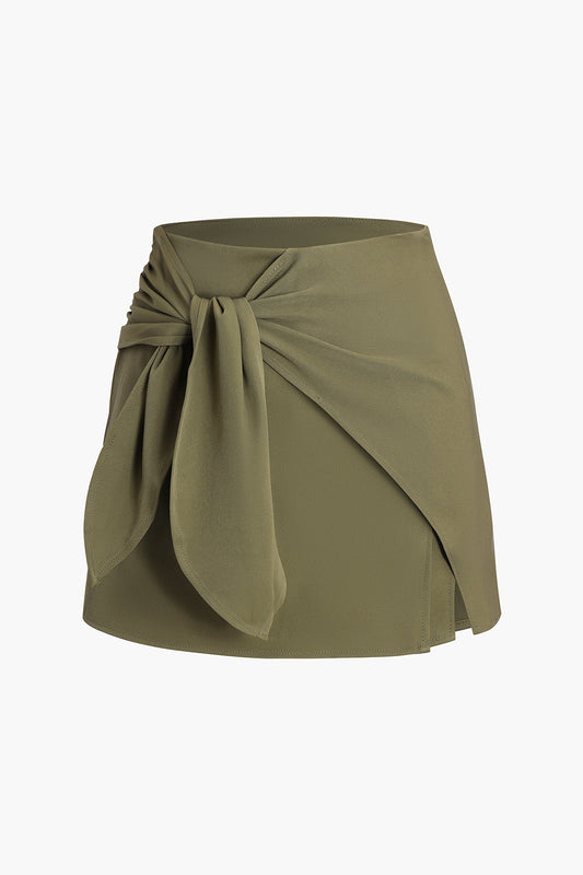 Düz Bağlamalı Ön Mini Skort