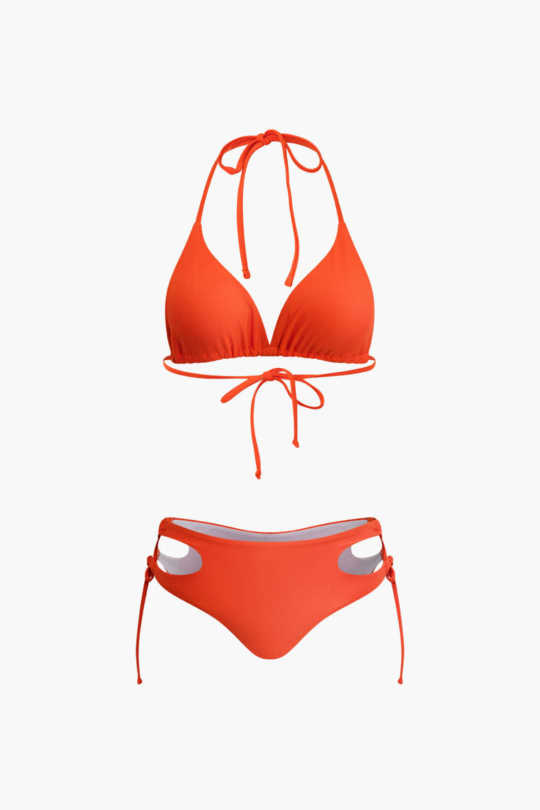 Desenli Tişört Ve Kravatlı Halter Bikini Takımı