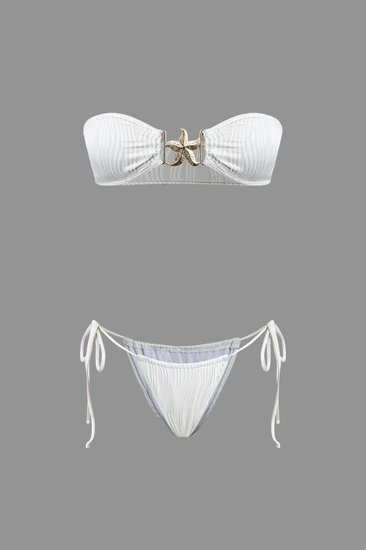 Denizyıldızı Dekorlu Bandeau Kravat Bikini Seti