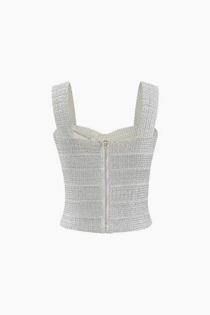 Geri Fermuarlı Crop Bandaj Tank Top