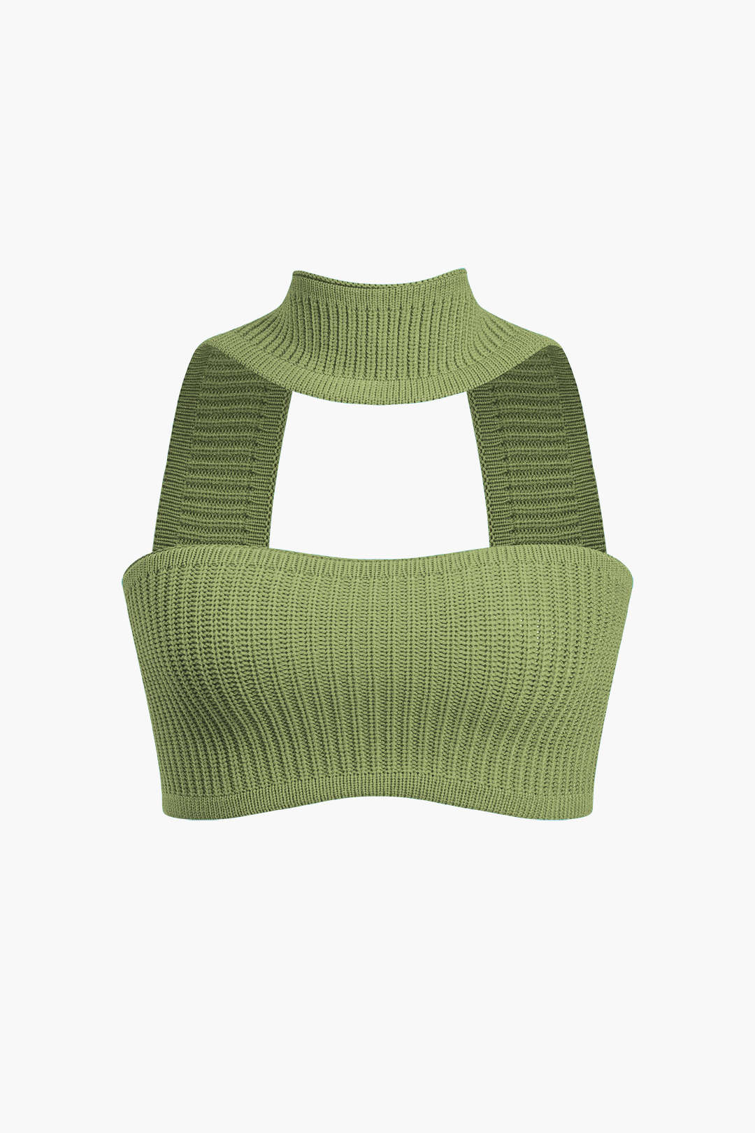 Basic Katı Nervürlü Örgü Crop Top